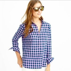 J. Crew Lilac and Blue Plaid Popover